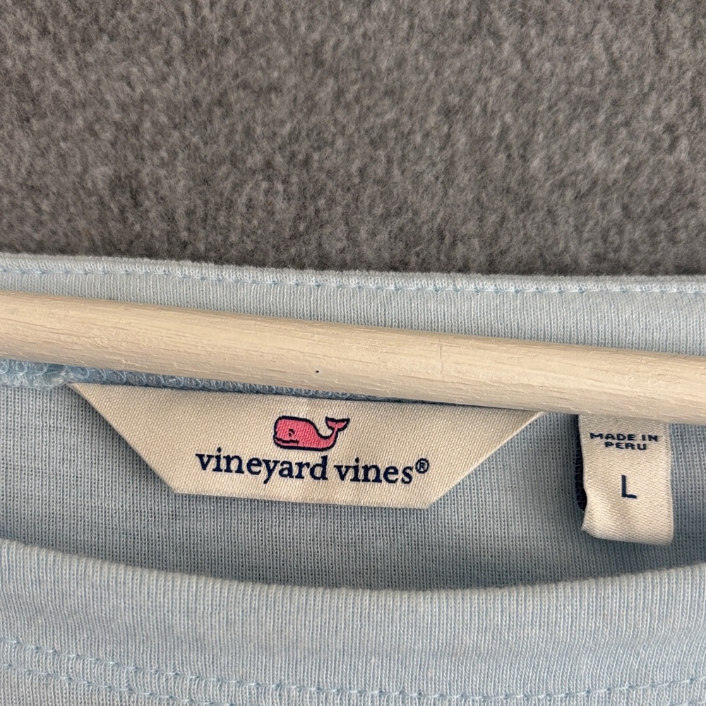 NEW Vineyard Vines Women Long Sleeve Striped Boatneck T-Shirt L Sky Blue - Picture 8 of 9